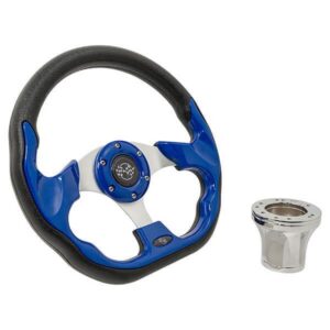 Club Car DS GTW Blue Racer Steering Wheel with Chrome Adaptor (Years 1982-Up)