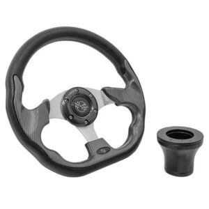 Club Car DS GTW Carbon Fiber Racer Steering Wheel with Black Adaptor (Years 1982-Up)