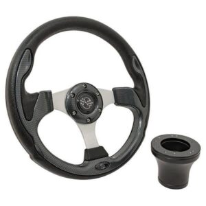 Club Car DS GTW Carbon-Fiber Rally Steering Wheel with Black Adaptor (Years 1982-Up)