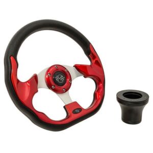 Club Car DS GTW Red Racer Steering Wheel with Black Adaptor Kit (Years 1982-Up)