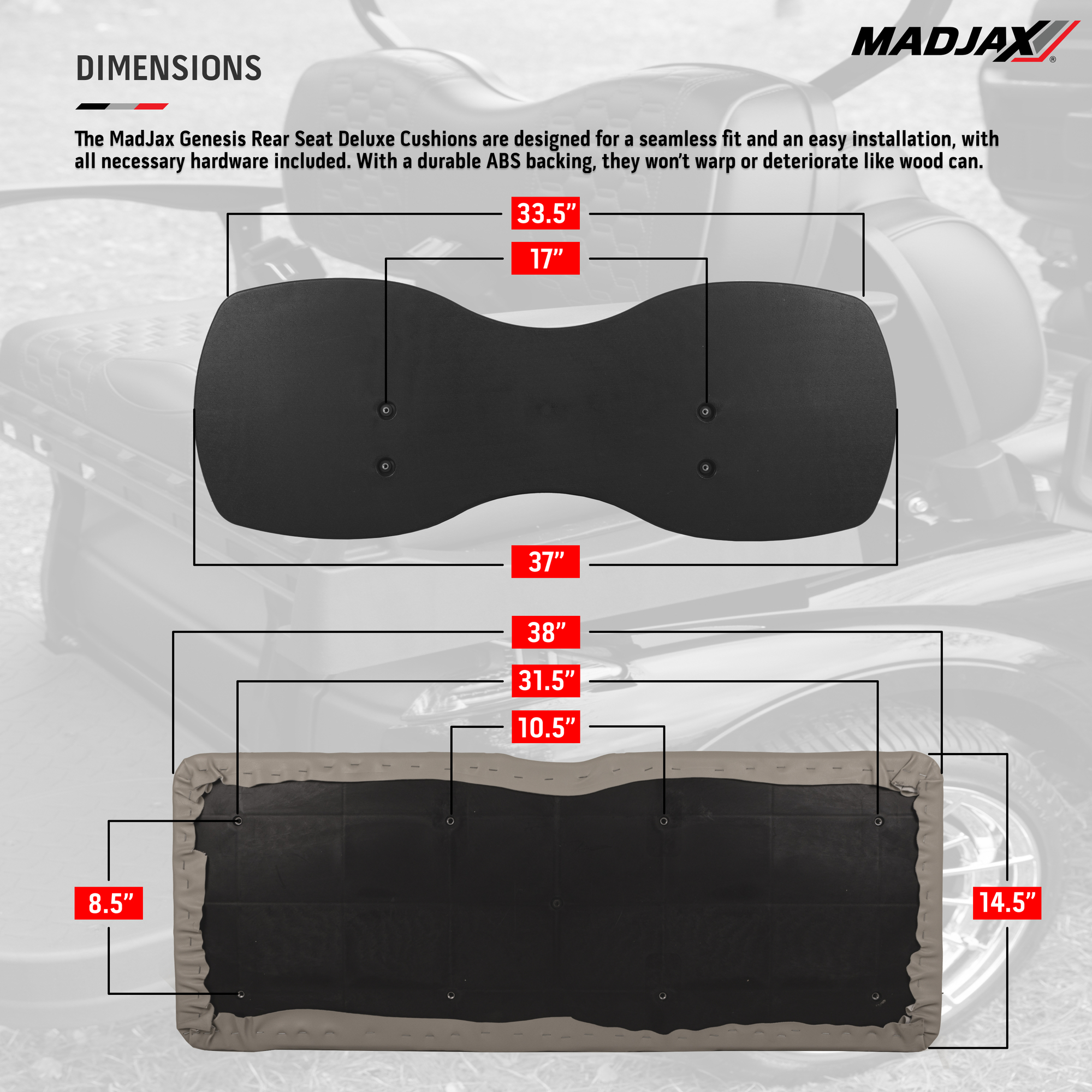 Club Car MadJax Buff Genesis 250/300 Deluxe Rear Seat Cushion Set