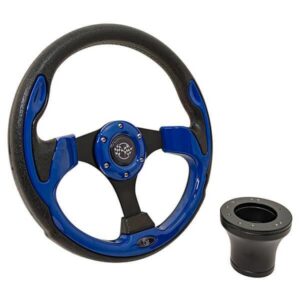 Club Car Precedent GTW Blue Rally Steering Wheel with Black Adaptor (Years 2004-Up)
