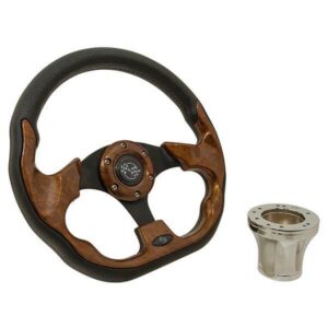 Club Car Precedent GTW Woodgrain Race Steering Wheel with Chrome Adaptor (Years 2004-Up)