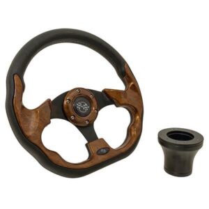 Club Car Precedent GTW Woodgrain Racer Steering Wheel with Black Adaptor (Years 2004-Up)