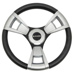 Club Car Precedent Gussi Italia Model 13 Black and Brush Steering Wheel (Years 2004-Up)