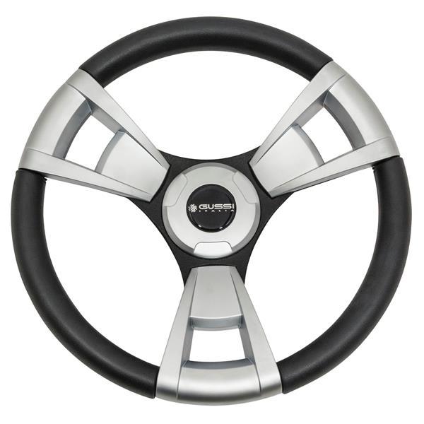 Club Car Precedent Gussi Italia Model 13 Black and Brush Steering Wheel (Years 2004-Up)