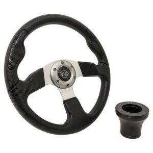 EZGO GTW Black Rally Steering Wheel with Black Adaptor (Years 1994.5-Up)