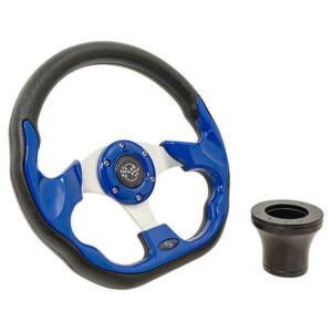 EZGO GTW Blue Racer Steering Wheel with Black Adaptor Kit (Years 1995.5-Up)