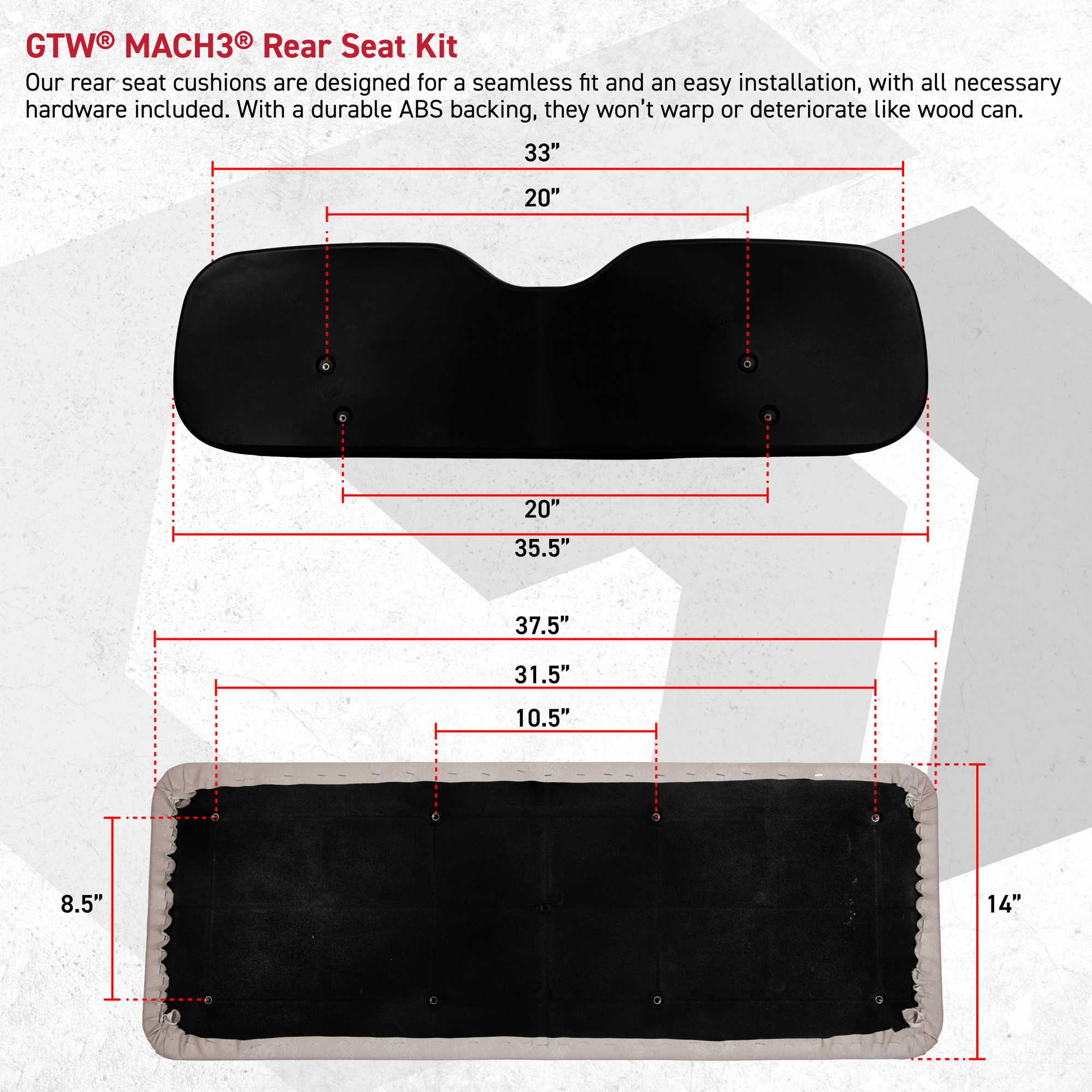 EZGO RXV - GTW Mach Series Sandstone Rear Seat Cushion