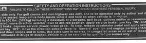 EZGO Safety Label Decal (Years 1994-2008)