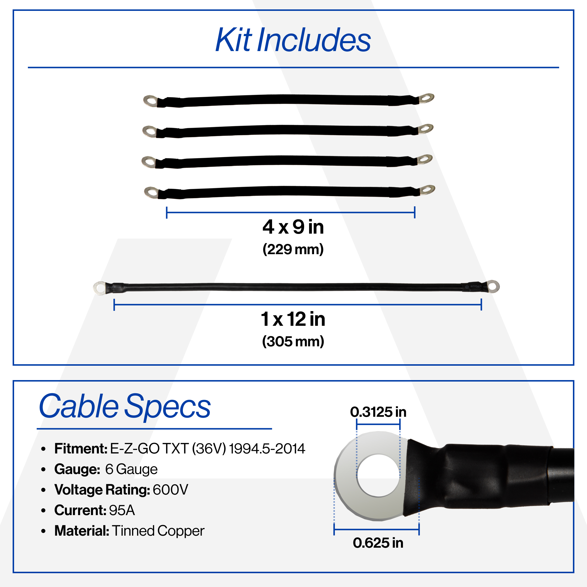 EZGO TXT 6-Gauge Battery Cable Set (Years 1994.5-2014)