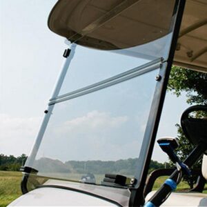 EZGO TXT T48 Red Dot Clear Bolt-On Impact-Resistant Folding Windshield (Years 2014-Up)