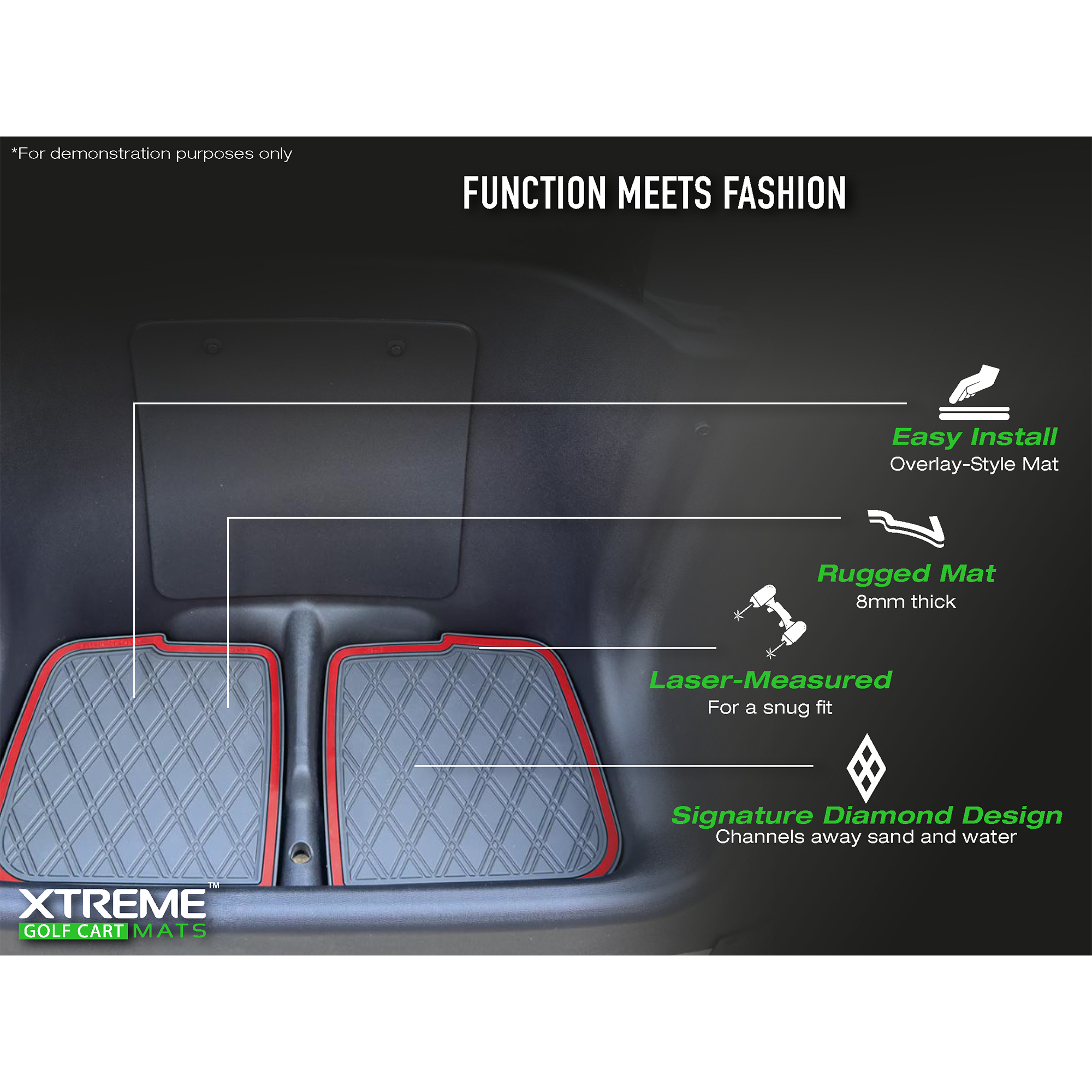 Xtreme Bag Well Mats for Club Car Precedent & Onward - All Black