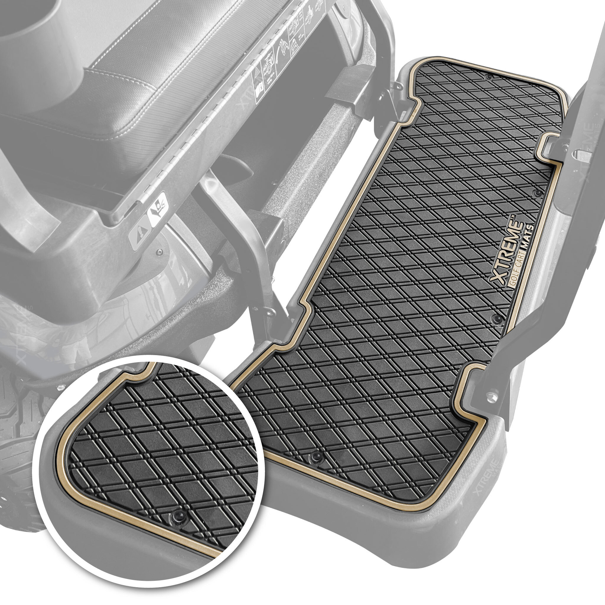 Xtreme Floor Mats for EZGO L6 Rear Seat Mat - Black/Beige