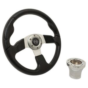Yamaha GTW Black Rally Steering Wheel with Chrome Adaptor (Years 1985-Up)
